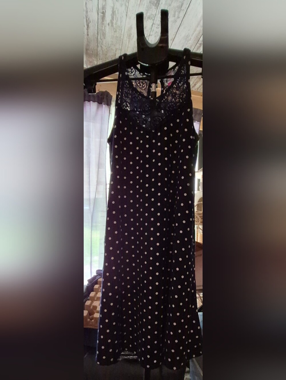 No Boundaries Black and White Polka Dot Lace-Back Maxi Dress